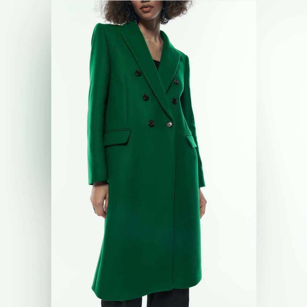 NEW Zara Green Manteco Wool Coat SIZE Small